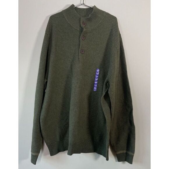 G.H. Bass & Co. Other - New G.H. BASS Green Henley Pullover Knit Sweater Men’s Size XXL